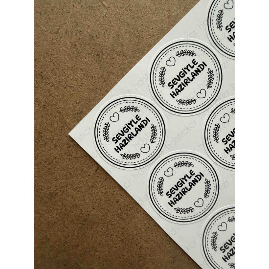 133 Adet Sevgiyle Hazırlandı Teşekkür Etiketi Hediye Paketleme Sticker Yapışkanlı Çıkartma