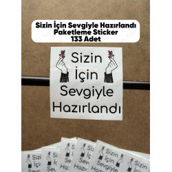 133 Adet Sizin İçin Sevgiyle Hazırlandı Teşekkür Etiketi Hediye Paketleme Sticker Çıkartma
