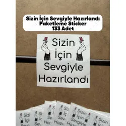 133 Adet Sizin İçin Sevgiyle Hazırlandı Teşekkür Etiketi Hediye Paketleme Sticker Çıkartma
