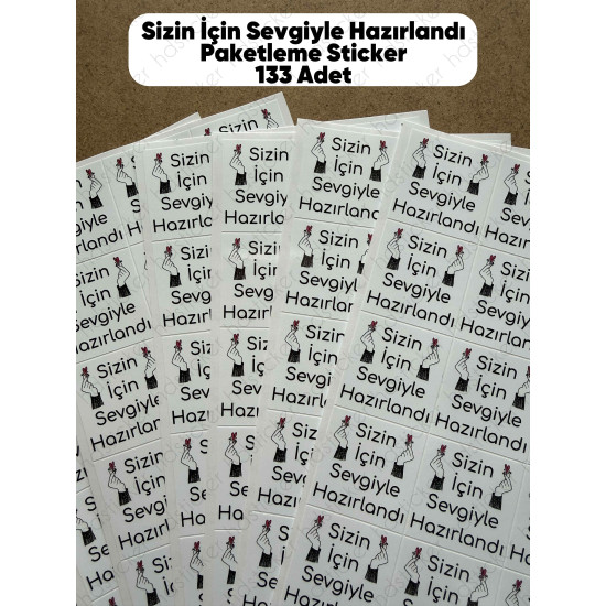 133 Adet Sizin İçin Sevgiyle Hazırlandı Teşekkür Etiketi Hediye Paketleme Sticker Çıkartma