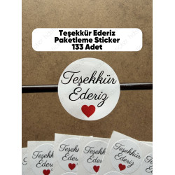133 Adet Teşekkür Ederiz Etiketi Yapışkanlı Hediye Paketleme Ambalaj Kutu Sticker Çıkartma