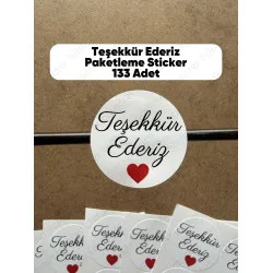 133 Adet Teşekkür Ederiz Etiketi Yapışkanlı Hediye Paketleme Ambalaj Kutu Sticker Çıkartma