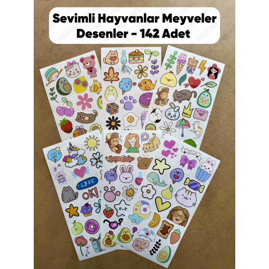 142 Adet Sevimli Etiket Kedi, Çiçek, Sebze, Pasta, Hayvan, Meyve, Dondurma, Avokado, Yıldız, Öğretici Çocuk Odası Sticker Seti 142 Adet Sevimli Etiket Kedi, Çiçek, Sebze, Pasta, Hayvan, Meyve, Dondurma, Avokado, Yıldız, Öğretici Çocuk Odası Sticker Seti