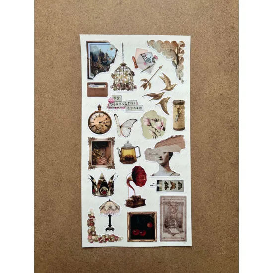 146 Adet Vintage Temalı Sticker Seti Planner Ajanda Art Laptop Tablet Telefon Bullet Journal Etiket