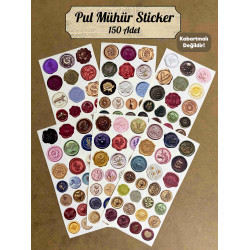 150 Adet Retro Pul Mühür Sticker Seti Vintage Etiket Karışık Desen Hediye Davetiye Defter Süsleme