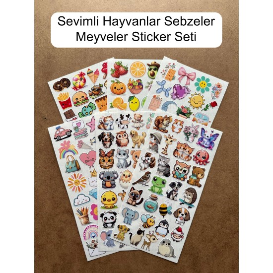 190 Adet Sevimli Etiket Kedi, Çiçek, Sebze, Pasta, Hayvan, Meyve Öğretici Çocuk Odası Sticker Seti 190 Adet Sevimli Etiket Kedi, Çiçek, Sebze, Pasta, Hayvan, Meyve Öğretici Çocuk Odası Sticker Seti