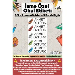 200 Adet Araba Desenli İsme Özel Okul Etiketi Kişiye Özel İsim Baskılı Kalem Defter Kitap Matara Beslenme Çantası Kreş Anaokulu Öğrenci Sticker Seti Suya Dayanıklı Silinmez Yıkanabilir Folyo Çıkartma