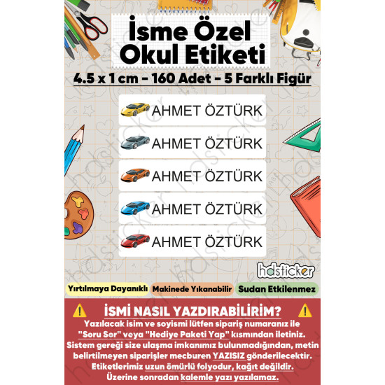 200 Adet Araba Desenli İsme Özel Okul Etiketi Kişiye Özel İsim Baskılı Kalem Defter Kitap Matara Beslenme Çantası Kreş Anaokulu Öğrenci Sticker Seti Suya Dayanıklı Silinmez Yıkanabilir Folyo Çıkartma 200 Adet Araba Desenli İsme Özel Okul Etiketi Kişiye Özel İsim Baskılı Kalem Defter Kitap Matara Beslenme Çantası Kreş Anaokulu Öğrenci Sticker Seti Suya Dayanıklı Silinmez Yıkanabilir Folyo Çıkartma