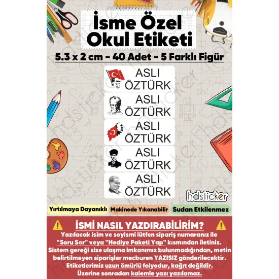 200 Adet Atatürk Desenli İsme Özel Okul Etiketi Kişiye Özel İsim Baskılı Kalem Defter Kitap Matara Beslenme Çantası Kreş Anaokulu Öğrenci Sticker Seti Suya Dayanıklı Silinmez Folyo Çıkartma 200 Adet Atatürk Desenli İsme Özel Okul Etiketi Kişiye Özel İsim Baskılı Kalem Defter Kitap Matara Beslenme Çantası Kreş Anaokulu Öğrenci Sticker Seti Suya Dayanıklı Silinmez Folyo Çıkartma