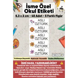 200 Adet Çiçek Desenli İsme Özel Okul Etiketi Kişiye Özel İsim Baskılı Kalem Defter Kitap Matara Beslenme Çantası Kreş Anaokulu Öğrenci Sticker Seti Suya Dayanıklı Silinmez Yıkanabilir Folyo Çıkartma