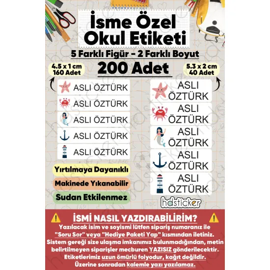 200 Adet Deniz Desenli İsme Özel Okul Etiketi Kişiye Özel İsim Baskılı Kalem Defter Kitap Matara Beslenme Çantası Kreş Anaokulu Öğrenci Sticker Seti Suya Dayanıklı Silinmez Yıkanabilir Folyo Çıkartma 200 Adet Deniz Desenli İsme Özel Okul Etiketi Kişiye Özel İsim Baskılı Kalem Defter Kitap Matara Beslenme Çantası Kreş Anaokulu Öğrenci Sticker Seti Suya Dayanıklı Silinmez Yıkanabilir Folyo Çıkartma