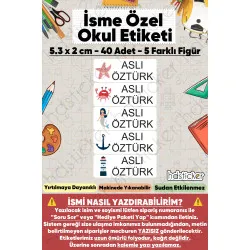 200 Adet Deniz Desenli İsme Özel Okul Etiketi Kişiye Özel İsim Baskılı Kalem Defter Kitap Matara Beslenme Çantası Kreş Anaokulu Öğrenci Sticker Seti Suya Dayanıklı Silinmez Yıkanabilir Folyo Çıkartma