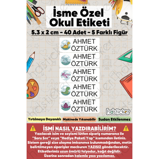 200 Adet Dinazor Desenli İsme Özel Okul Etiketi Kişiye Özel İsim Baskılı Kalem Defter Kitap Matara Beslenme Çantası Kreş Anaokulu Öğrenci Sticker Seti Suya Dayanıklı Silinmez Folyo Çıkartma 200 Adet Dinazor Desenli İsme Özel Okul Etiketi Kişiye Özel İsim Baskılı Kalem Defter Kitap Matara Beslenme Çantası Kreş Anaokulu Öğrenci Sticker Seti Suya Dayanıklı Silinmez Folyo Çıkartma