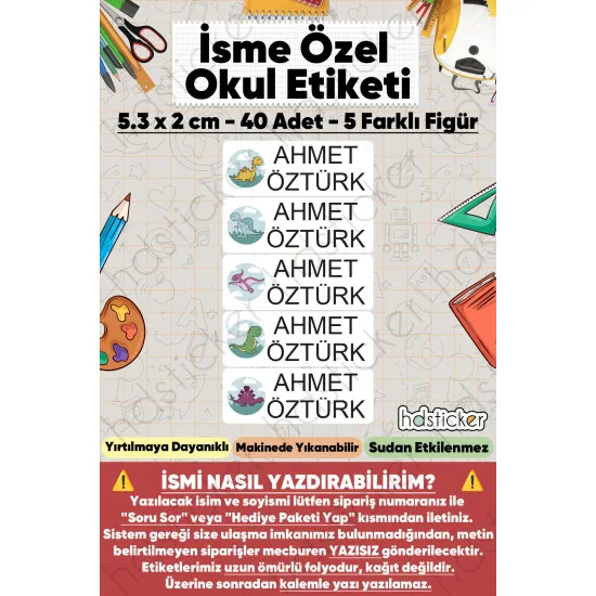 200 Adet Dinazor Desenli İsme Özel Okul Etiketi Kişiye Özel İsim Baskılı Kalem Defter Kitap Matara Beslenme Çantası Kreş Anaokulu Öğrenci Sticker Seti Suya Dayanıklı Silinmez Folyo Çıkartma 200 Adet Dinazor Desenli İsme Özel Okul Etiketi Kişiye Özel İsim Baskılı Kalem Defter Kitap Matara Beslenme Çantası Kreş Anaokulu Öğrenci Sticker Seti Suya Dayanıklı Silinmez Folyo Çıkartma