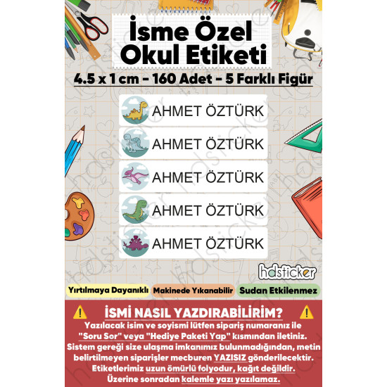 200 Adet Dinazor Desenli İsme Özel Okul Etiketi Kişiye Özel İsim Baskılı Kalem Defter Kitap Matara Beslenme Çantası Kreş Anaokulu Öğrenci Sticker Seti Suya Dayanıklı Silinmez Folyo Çıkartma 200 Adet Dinazor Desenli İsme Özel Okul Etiketi Kişiye Özel İsim Baskılı Kalem Defter Kitap Matara Beslenme Çantası Kreş Anaokulu Öğrenci Sticker Seti Suya Dayanıklı Silinmez Folyo Çıkartma