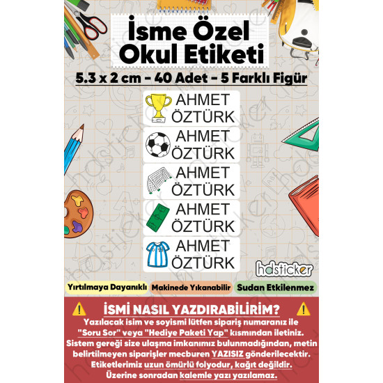 200 Adet Futbol Desenli İsme Özel Okul Etiketi Kişiye Özel İsim Baskılı Kalem Defter Kitap Matara Beslenme Çantası Kreş Anaokulu Öğrenci Sticker Seti Suya Dayanıklı Silinmez Folyo Yıkanabilir Çıkartma 200 Adet Futbol Desenli İsme Özel Okul Etiketi Kişiye Özel İsim Baskılı Kalem Defter Kitap Matara Beslenme Çantası Kreş Anaokulu Öğrenci Sticker Seti Suya Dayanıklı Silinmez Folyo Yıkanabilir Çıkartma