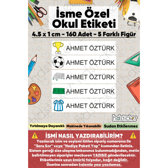 200 Adet Futbol Desenli İsme Özel Okul Etiketi Kişiye Özel İsim Baskılı Kalem Defter Kitap Matara Beslenme Çantası Kreş Anaokulu Öğrenci Sticker Seti Suya Dayanıklı Silinmez Folyo Yıkanabilir Çıkartma 200 Adet Futbol Desenli İsme Özel Okul Etiketi Kişiye Özel İsim Baskılı Kalem Defter Kitap Matara Beslenme Çantası Kreş Anaokulu Öğrenci Sticker Seti Suya Dayanıklı Silinmez Folyo Yıkanabilir Çıkartma