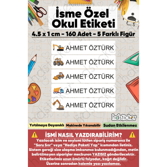200 Adet İş Makineleri Desenli İsme Özel Okul Etiketi Kişiye Özel İsim Baskılı Kalem Defter Kitap Matara Beslenme Çantası Kreş Anaokulu Öğrenci Sticker Seti Suya Dayanıklı Silinmez Folyo Çıkartma 200 Adet İş Makineleri Desenli İsme Özel Okul Etiketi Kişiye Özel İsim Baskılı Kalem Defter Kitap Matara Beslenme Çantası Kreş Anaokulu Öğrenci Sticker Seti Suya Dayanıklı Silinmez Folyo Çıkartma