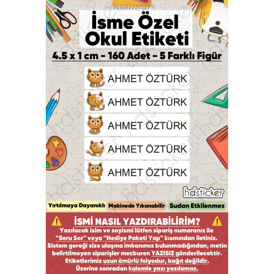 200 Adet Kedi Desenli İsme Özel Okul Etiketi Kişiye Özel İsim Baskılı Kalem Defter Kitap Matara Beslenme Çantası Kreş Anaokulu Öğrenci Sticker Seti Suya Dayanıklı Silinmez Folyo Yıkanabilir Çıkartma 200 Adet Kedi Desenli İsme Özel Okul Etiketi Kişiye Özel İsim Baskılı Kalem Defter Kitap Matara Beslenme Çantası Kreş Anaokulu Öğrenci Sticker Seti Suya Dayanıklı Silinmez Folyo Yıkanabilir Çıkartma