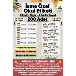 200 Adet Köpek Desenli İsme Özel Okul Etiketi Kişiye Özel İsim Baskılı Kalem Defter Kitap Matara Beslenme Çantası Kreş Anaokulu Öğrenci Sticker Seti Suya Dayanıklı Silinmez Folyo Yıkanabilir Çıkartma