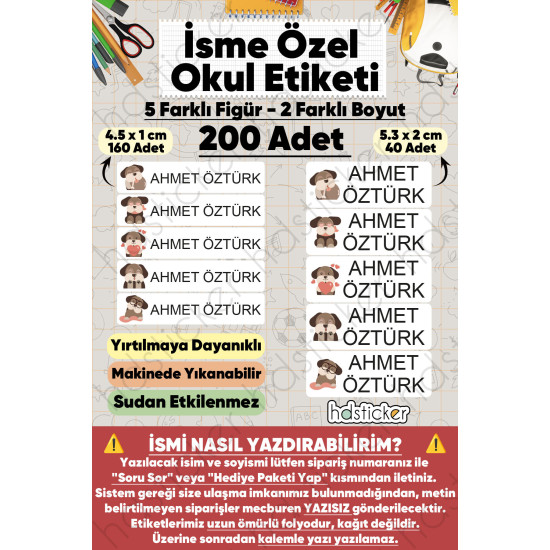 200 Adet Köpek Desenli İsme Özel Okul Etiketi Kişiye Özel İsim Baskılı Kalem Defter Kitap Matara Beslenme Çantası Kreş Anaokulu Öğrenci Sticker Seti Suya Dayanıklı Silinmez Folyo Yıkanabilir Çıkartma 200 Adet Köpek Desenli İsme Özel Okul Etiketi Kişiye Özel İsim Baskılı Kalem Defter Kitap Matara Beslenme Çantası Kreş Anaokulu Öğrenci Sticker Seti Suya Dayanıklı Silinmez Folyo Yıkanabilir Çıkartma