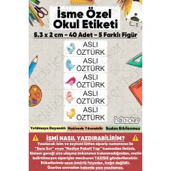 200 Adet Kuş Desenli İsme Özel Okul Etiketi Kişiye Özel İsim Baskılı Kalem Defter Kitap Matara Beslenme Çantası Kreş Anaokulu Öğrenci Sticker Seti Suya Dayanıklı Silinmez Folyo Yıkanabilir Çıkartma