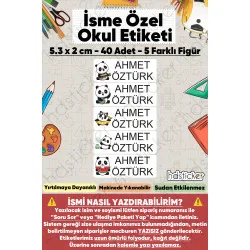 200 Adet Panda Desenli İsme Özel Okul Etiketi Kişiye Özel İsim Baskılı Kalem Defter Kitap Matara Beslenme Çantası Kreş Anaokulu Öğrenci Sticker Seti Suya Dayanıklı Silinmez Folyo Yıkanabilir Çıkartma