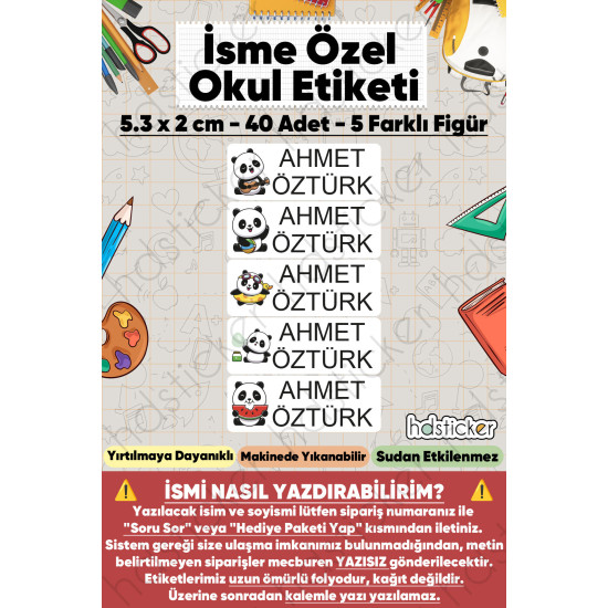 200 Adet Panda Desenli İsme Özel Okul Etiketi Kişiye Özel İsim Baskılı Kalem Defter Kitap Matara Beslenme Çantası Kreş Anaokulu Öğrenci Sticker Seti Suya Dayanıklı Silinmez Folyo Yıkanabilir Çıkartma 200 Adet Panda Desenli İsme Özel Okul Etiketi Kişiye Özel İsim Baskılı Kalem Defter Kitap Matara Beslenme Çantası Kreş Anaokulu Öğrenci Sticker Seti Suya Dayanıklı Silinmez Folyo Yıkanabilir Çıkartma