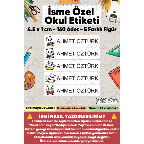 200 Adet Panda Desenli İsme Özel Okul Etiketi Kişiye Özel İsim Baskılı Kalem Defter Kitap Matara Beslenme Çantası Kreş Anaokulu Öğrenci Sticker Seti Suya Dayanıklı Silinmez Folyo Yıkanabilir Çıkartma 200 Adet Panda Desenli İsme Özel Okul Etiketi Kişiye Özel İsim Baskılı Kalem Defter Kitap Matara Beslenme Çantası Kreş Anaokulu Öğrenci Sticker Seti Suya Dayanıklı Silinmez Folyo Yıkanabilir Çıkartma