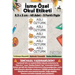 200 Adet Sevimli Hayvanlar Desenli İsme Özel Okul Etiketi Kişiye Özel İsim Baskılı Kalem Defter Kitap Matara Beslenme Çantası Kreş Anaokulu Öğrenci Sticker Seti Suya Dayanıklı Silinmez Folyo Çıkartma