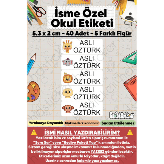 200 Adet Sevimli Hayvanlar Desenli İsme Özel Okul Etiketi Kişiye Özel İsim Baskılı Kalem Defter Kitap Matara Beslenme Çantası Kreş Anaokulu Öğrenci Sticker Seti Suya Dayanıklı Silinmez Folyo Çıkartma 200 Adet Sevimli Hayvanlar Desenli İsme Özel Okul Etiketi Kişiye Özel İsim Baskılı Kalem Defter Kitap Matara Beslenme Çantası Kreş Anaokulu Öğrenci Sticker Seti Suya Dayanıklı Silinmez Folyo Çıkartma