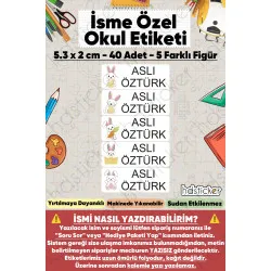 200 Adet Tavşan Desenli İsme Özel Okul Etiketi Kişiye Özel İsim Baskılı Kalem Defter Kitap Matara Beslenme Çantası Kreş Anaokulu Öğrenci Sticker Seti Suya Dayanıklı Silinmez Folyo Yıkanabilir Çıkartma