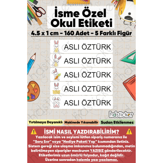 200 Adet Tavşan Desenli İsme Özel Okul Etiketi Kişiye Özel İsim Baskılı Kalem Defter Kitap Matara Beslenme Çantası Kreş Anaokulu Öğrenci Sticker Seti Suya Dayanıklı Silinmez Folyo Yıkanabilir Çıkartma 200 Adet Tavşan Desenli İsme Özel Okul Etiketi Kişiye Özel İsim Baskılı Kalem Defter Kitap Matara Beslenme Çantası Kreş Anaokulu Öğrenci Sticker Seti Suya Dayanıklı Silinmez Folyo Yıkanabilir Çıkartma