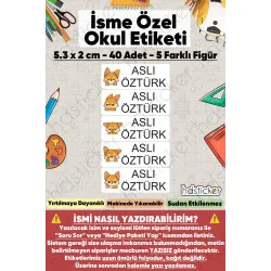 200 Adet Tilki Desenli İsme Özel Okul Etiketi Kişiye Özel İsim Baskılı Kalem Defter Kitap Matara Beslenme Çantası Kreş Anaokulu Öğrenci Sticker Seti Suya Dayanıklı Silinmez Folyo Yıkanabilir Çıkartma