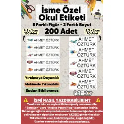 200 Adet Uçak Desenli İsme Özel Okul Etiketi Kişiye Özel İsim Baskılı Kalem Defter Kitap Matara Beslenme Çantası Kreş Anaokulu Öğrenci Sticker Seti Suya Dayanıklı Silinmez Folyo Yıkanabilir Çıkartma