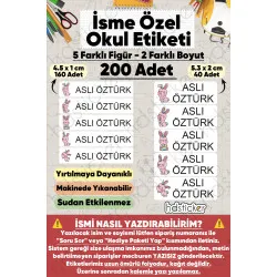 200 Adet Unicorn Desenli İsme Özel Okul Etiketi Kişiye Özel İsim Baskılı Kalem Defter Kitap Matara Beslenme Çantası Kreş Anaokulu Öğrenci Sticker Seti Suya Dayanıklı Silinmez Folyo Çıkartma