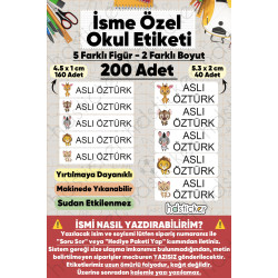 200 Adet Sevimli Hayvanlar Desenli İsme Özel Okul Etiketi Kişiye Özel İsim Baskılı Kalem Defter Kitap Matara Beslenme Çantası Kreş Anaokulu Öğrenci Sticker Seti Suya Dayanıklı Silinmez Folyo Çıkartma 200 Adet Sevimli Hayvanlar Desenli İsme Özel Okul Etiketi Kişiye Özel İsim Baskılı Kalem Defter Kitap Matara Beslenme Çantası Kreş Anaokulu Öğrenci Sticker Seti Suya Dayanıklı Silinmez Folyo Çıkartma
