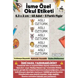 200 Adet Sevimli Hayvanlar Desenli İsme Özel Okul Etiketi Kişiye Özel İsim Baskılı Kalem Defter Kitap Matara Beslenme Çantası Kreş Anaokulu Öğrenci Sticker Seti Suya Dayanıklı Silinmez Folyo Çıkartma