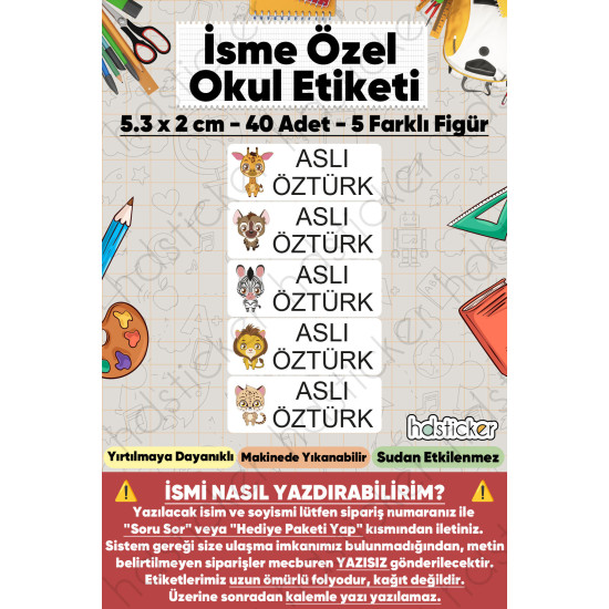 200 Adet Sevimli Hayvanlar Desenli İsme Özel Okul Etiketi Kişiye Özel İsim Baskılı Kalem Defter Kitap Matara Beslenme Çantası Kreş Anaokulu Öğrenci Sticker Seti Suya Dayanıklı Silinmez Folyo Çıkartma 200 Adet Sevimli Hayvanlar Desenli İsme Özel Okul Etiketi Kişiye Özel İsim Baskılı Kalem Defter Kitap Matara Beslenme Çantası Kreş Anaokulu Öğrenci Sticker Seti Suya Dayanıklı Silinmez Folyo Çıkartma