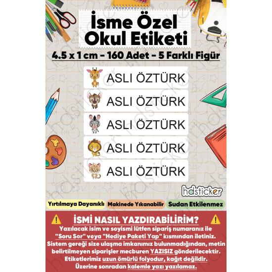 200 Adet Sevimli Hayvanlar Desenli İsme Özel Okul Etiketi Kişiye Özel İsim Baskılı Kalem Defter Kitap Matara Beslenme Çantası Kreş Anaokulu Öğrenci Sticker Seti Suya Dayanıklı Silinmez Folyo Çıkartma 200 Adet Sevimli Hayvanlar Desenli İsme Özel Okul Etiketi Kişiye Özel İsim Baskılı Kalem Defter Kitap Matara Beslenme Çantası Kreş Anaokulu Öğrenci Sticker Seti Suya Dayanıklı Silinmez Folyo Çıkartma