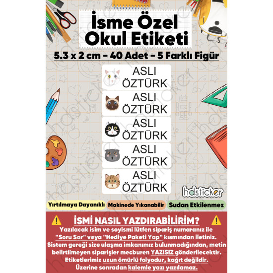 200 Adet Kedi Desenli İsme Özel Okul Etiketi Kişiye Özel İsim Baskılı Kalem Defter Kitap Matara Beslenme Çantası Kreş Anaokulu Öğrenci Sticker Seti Suya Dayanıklı Silinmez Folyo Yıkanabilir Çıkartma 200 Adet Kedi Desenli İsme Özel Okul Etiketi Kişiye Özel İsim Baskılı Kalem Defter Kitap Matara Beslenme Çantası Kreş Anaokulu Öğrenci Sticker Seti Suya Dayanıklı Silinmez Folyo Yıkanabilir Çıkartma