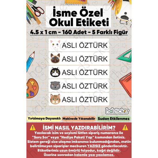 200 Adet Kedi Desenli İsme Özel Okul Etiketi Kişiye Özel İsim Baskılı Kalem Defter Kitap Matara Beslenme Çantası Kreş Anaokulu Öğrenci Sticker Seti Suya Dayanıklı Silinmez Folyo Yıkanabilir Çıkartma 200 Adet Kedi Desenli İsme Özel Okul Etiketi Kişiye Özel İsim Baskılı Kalem Defter Kitap Matara Beslenme Çantası Kreş Anaokulu Öğrenci Sticker Seti Suya Dayanıklı Silinmez Folyo Yıkanabilir Çıkartma