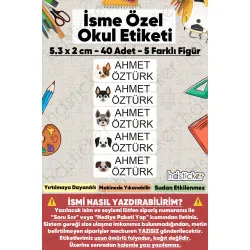 200 Adet Köpek Desenli İsme Özel Okul Etiketi Kişiye Özel İsim Baskılı Kalem Defter Kitap Matara Beslenme Çantası Kreş Anaokulu Öğrenci Sticker Seti Suya Dayanıklı Silinmez Folyo Yıkanabilir Çıkartma