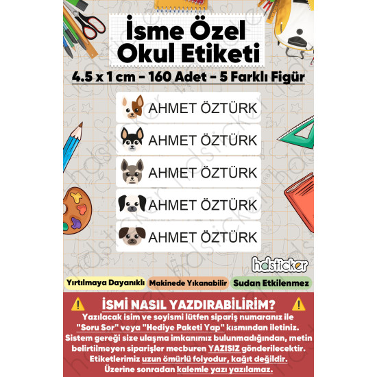 200 Adet Köpek Desenli İsme Özel Okul Etiketi Kişiye Özel İsim Baskılı Kalem Defter Kitap Matara Beslenme Çantası Kreş Anaokulu Öğrenci Sticker Seti Suya Dayanıklı Silinmez Folyo Yıkanabilir Çıkartma 200 Adet Köpek Desenli İsme Özel Okul Etiketi Kişiye Özel İsim Baskılı Kalem Defter Kitap Matara Beslenme Çantası Kreş Anaokulu Öğrenci Sticker Seti Suya Dayanıklı Silinmez Folyo Yıkanabilir Çıkartma