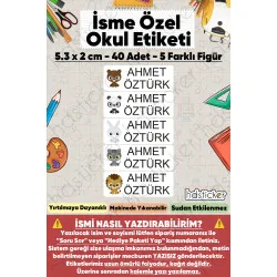 200 Adet Sevimli Hayvanlar Desenli İsme Özel Okul Etiketi Kişiye Özel İsim Baskılı Kalem Defter Kitap Matara Beslenme Çantası Kreş Anaokulu Öğrenci Sticker Seti Suya Dayanıklı Silinmez Folyo Çıkartma