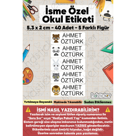 200 Adet Sevimli Hayvanlar Desenli İsme Özel Okul Etiketi Kişiye Özel İsim Baskılı Kalem Defter Kitap Matara Beslenme Çantası Kreş Anaokulu Öğrenci Sticker Seti Suya Dayanıklı Silinmez Folyo Çıkartma 200 Adet Sevimli Hayvanlar Desenli İsme Özel Okul Etiketi Kişiye Özel İsim Baskılı Kalem Defter Kitap Matara Beslenme Çantası Kreş Anaokulu Öğrenci Sticker Seti Suya Dayanıklı Silinmez Folyo Çıkartma