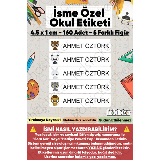 200 Adet Sevimli Hayvanlar Desenli İsme Özel Okul Etiketi Kişiye Özel İsim Baskılı Kalem Defter Kitap Matara Beslenme Çantası Kreş Anaokulu Öğrenci Sticker Seti Suya Dayanıklı Silinmez Folyo Çıkartma 200 Adet Sevimli Hayvanlar Desenli İsme Özel Okul Etiketi Kişiye Özel İsim Baskılı Kalem Defter Kitap Matara Beslenme Çantası Kreş Anaokulu Öğrenci Sticker Seti Suya Dayanıklı Silinmez Folyo Çıkartma