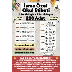 200 Adet Araba Desenli İsme Özel Okul Etiketi Kişiye Özel İsim Baskılı Kalem Defter Kitap Matara Beslenme Çantası Kreş Anaokulu Öğrenci Sticker Seti Suya Dayanıklı Silinmez Yıkanabilir Folyo Çıkartma