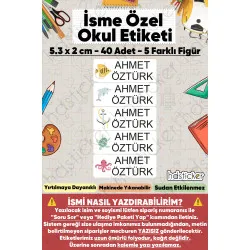 200 Adet Deniz Desenli İsme Özel Okul Etiketi Kişiye Özel İsim Baskılı Kalem Defter Kitap Matara Beslenme Çantası Kreş Anaokulu Öğrenci Sticker Seti Suya Dayanıklı Silinmez Yıkanabilir Folyo Çıkartma
