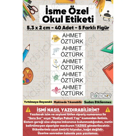 200 Adet Deniz Desenli İsme Özel Okul Etiketi Kişiye Özel İsim Baskılı Kalem Defter Kitap Matara Beslenme Çantası Kreş Anaokulu Öğrenci Sticker Seti Suya Dayanıklı Silinmez Yıkanabilir Folyo Çıkartma 200 Adet Deniz Desenli İsme Özel Okul Etiketi Kişiye Özel İsim Baskılı Kalem Defter Kitap Matara Beslenme Çantası Kreş Anaokulu Öğrenci Sticker Seti Suya Dayanıklı Silinmez Yıkanabilir Folyo Çıkartma